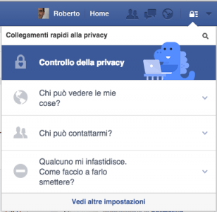 Privacy Facebook collegamenti rapidi
