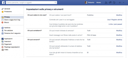 Privacy Facebook Impostazioni